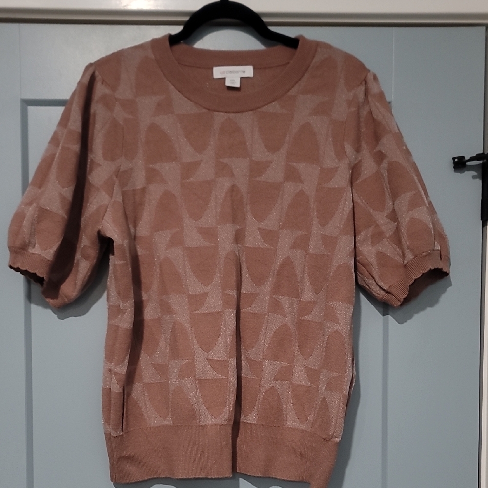 Liz Claiborne Women's Crew Neck Sweater - Tan Pattern